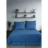 Deyhome The Quaris Deluxe Pamuk Saten Tek Kişilik Çarşaf ve Yastık Kılıfı - 100x200+30cm - İndigo
