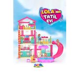 Deyido Lola'nın Tatil Evi 3 Katlı 4 Odalı Teraslı Su Kaydıraklı Barbie Evi Oyuncak Evcilik Seti Oyun Evi