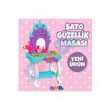 DeYiDo Şato Güzellik Masası Aynalı Ayaklı Kuaför Oyuncak Seti Frozen Eğlenceli Evcilik Setleri 15 Parça