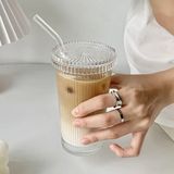 Dezi Cam Kapaklı Pipetli Borosilikat Sunum Bardağı, Isıya Dayanıklı Bardak, Kahve Bardağı 400 ml Latte - 1 Adet