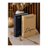 Dezora Home Kumaş Dekoratif Kitap Kutu Seti 2'li - Gizli Saklama Kutusu Siyah Bej Modern Ev Dekorasyonu