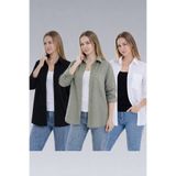 DEZZİİ 3’Lü Keten Gömlek %100 Pamuk Siyah Beyaz Haki