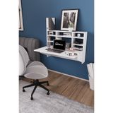 DF01104CM Duvara Monte Katlanır Çalışma Masası – Raflı Duvar Masası, Minimal Tasarım BEYAZ