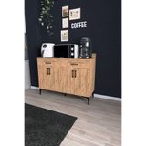DF14103 Kahve Köşesi Dolabı Çok Amaçlı Mutfak Konsolu Çekmeceli Kapaklı Mutfak Dolabı Coffee Bar Atlantik Çam