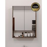 DF16104GD MDF 2 Kapaklı Aynalı Banyo Dolabı Lavabo Üstü Dolap Çok Amaçlı Banyo Dolabı - Gri