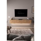 DF17103 3 Dolaplı Duvara Monte TV Ünitesi 180 cm Modern Askılı Dekoratif, Şık Stilde TV Sehpası Atlantik Çam