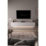 DF17103 3 Dolaplı Duvara Monte TV Ünitesi 180 cm Modern Askılı Dekoratif, Şık Stilde TV Sehpası BEYAZ
