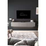 DF17103 3 Dolaplı Duvara Monte TV Ünitesi 180 cm Modern Askılı Dekoratif, Şık Stilde TV Sehpası Gri