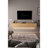 DF17103 3 Dolaplı Duvara Monte TV Ünitesi 180 cm Modern Askılı Dekoratif, Şık Stilde TV Sehpası Safir Meşe