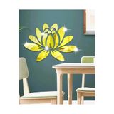 DfEventdesing Lotus Çiçeği Desenli Ayna Pleksi Duvar Süsü 40x30 cm, Gold Renk