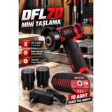 DFL70 12V 2.0AH Çift Akülü Mini Taşlama Makinesi 76 mm Kesici Disk 10 Adet Taş Hediyeli