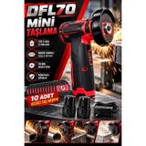 DFL70 Şarjlı Mini Taşlama Makinesi 12V Li-Ion Çift Akü 76 mm Kesici Disk ve 10 Adet Taş - Renkli - Standart