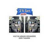 DFM Rich Araç İçi Deri Koltuk Arkası Organizer 2'li Set Düzenleyici Gri