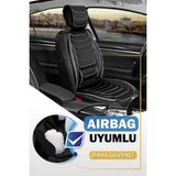 Dfm Rich Uyumlu Yarı Deri Oto Koltuk Kılıfı Ön/arka 5li Anka Set Siyah-Beyaz - Antalya - Siyah - Beyaz
