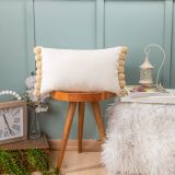 Dfn Home Bohomi Ponponlu Kırlent, Krem, 30X50