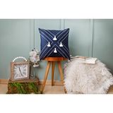 DFN Home Dfn Home Oslo Püsküllü İşlemeli Lacivert Kırlent Kılıfı 50x50 İç Dolgu Hediyeli