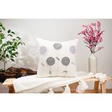 DFN Home Dfn Home Retro Gri Çiçek Motifli Krem Kırlent Kılıfı 43x43 İç Dolgu Hediyeli