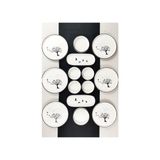 Dfn Life 14 Parça Handmade Kahvaltı Takımı 6 Kişilik Siyah Beyaz Desenli Seramik Set