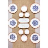 Dfn Life Fancy 14 Parça Desenli Kahvaltı Takımı 6 Kişilik Lacivert Seramik Set