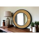 Dfn Wood 97 cm Siyah Çerçeveli Jut Halatlı Yuvarlak Dekoratif Duvar Salon Banyo Aynası
