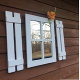 Dfn Wood Ahşap Rustik Dikdörtgen Beyaz Pencere Ayna 58 x 45 cm