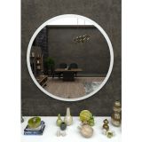 Dfn Wood Beyaz Mdf Yuvarlak Duvar Salon Banyo Aynası