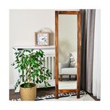 Dfn Wood Ceviz Rengi Ligna Ahşap Dekoratif Ayaklı Boy Aynası - 170x60 CM