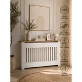 Dfn Wood Dekoratif Petek Kaplama 110X80X20 Cm, Petek Kapama, Kalorifer Kaplaması,petek Önü Dresuar, Peteklik 18 mm Mdf,ahşap Üst &beyaz - Ahşap - Beyaz
