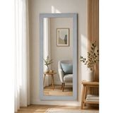 DFN Wood Dfn Wood 150x70 Cm Masif Ahşap Dikdörtgen Gri Dekoratif Duvar Salon Ofis Aynası