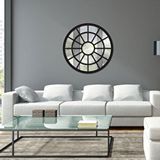 DFN Wood Dfn Wood 70x70 Cm Siyah Pencere Yuvarlak Duvar Salon Antre Aynası