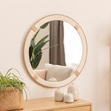 DFN Wood Dfn Wood 80x80 Cm Beyaz Halatlı Yuvarlak Dekoratif Duvar Salon Banyo Aynası