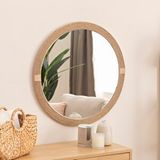 DFN Wood Dfn Wood 90x90 Cm Jut Halatlı Yuvarlak Dekoratif Duvar Salon Banyo Aynası Kahverengi