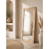 DFN Wood Dfn Wood Doğal Ahşap 170x60 Cm Dikdörtgen Dekoratif Duvar Salon Ofis Boy Aynası Kahverengi