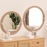 DFN Wood Dfn Wood Jut Halatlı 70,60 Cm 2'li Yuvarlak Dekoratif Duvar Salon Banyo Aynası 70,60 Cm Kahverengi