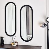 DFN Wood Dfn Wood Ovaline 35x95 Cm Oval Siyah İkili Duvar Salon Konsol Aynası