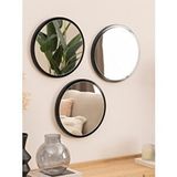 DFN Wood Dfn Wood Siyah Mdf 3 Lü Yuvarlak Duvar Salon Banyo Aynası 35x35 Cm