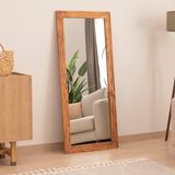 Dfn Wood Masif Ahşap Dikdörtgen Dekoratif Duvar Salon Ofis Boy Aynası 130X60 cm - Çok Renkli
