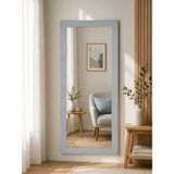 Dfn Wood Masif Ahşap Dikdörtgen Gri Dekoratif Duvar Salon Ofis Boy Aynası - 150x70