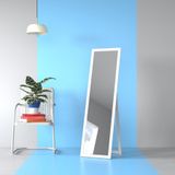 Dfn Wood Mdf Beyaz Modern Ayaklı Boy Aynası 140x40 Cm