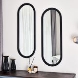 Dfn Wood Ovaline Oval Siyah İkili Konsol Aynası, 35X95 Cm