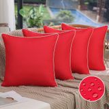 DFXSZ Dış Mekan Yastık Kılıfları 45 x 45 cm 4'lü Set Saf Kırmızı Kanepe Yastık Kılıfları Dış Mekan Yaz Su Geçirmez Yastık Kılıfları Veranda Mobilyaları Bahçe Kanepe için Dekor FS024E18