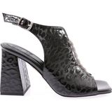 DGN 08-23Y Kadin Silver Taşli Burgulu Topuklu Sandalet - Siyah