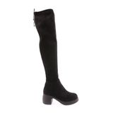 DGN 2100 Siyah Süet Kadın Strech Knee High Topuklu Çizme
