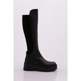 DGN 22535-22K Kadin Kalin Taban Fermuarli Knee High Çizme - Siyah