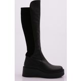 DGN 22535-22K Kadın Kalın Taban Fermuarlı Knee High Çizme
