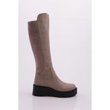 DGN 22535-22K Vizon Kadın Kalın Taban Fermuarlı Knee High Çizme