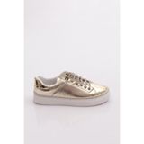 Dgn 2475 Kadin Taş Ip Bağcikli Sneaker Ayakkabi - Altın Yılan