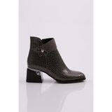 DGN 31016 Kadin Topuklu Bot - Platin Kroko
