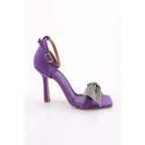DGN 3131033210 Mor Saten Silver Taş Fiyonklu Kadın Sandalet
