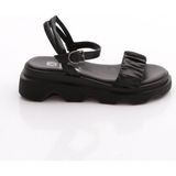 Dgn 3551 Kadin Kalin Taban Paraşüt Kumaş Detayli Sandalet - Siyah